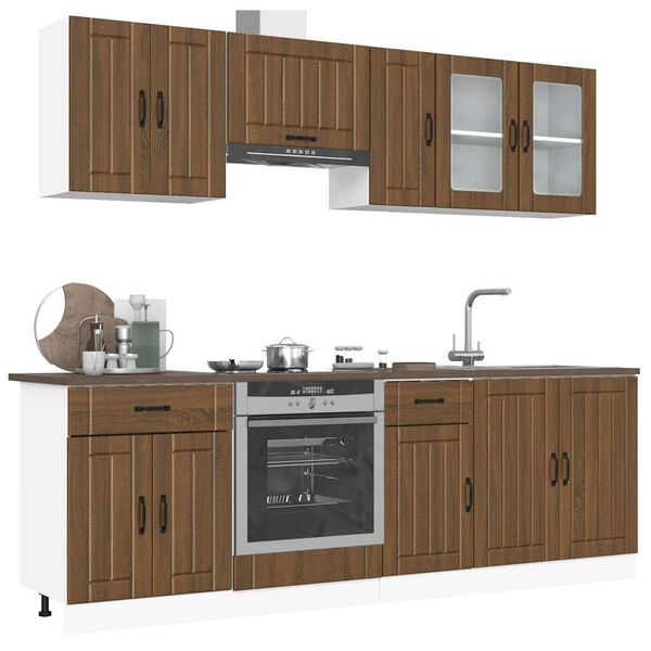 vidaXL 8 Piece Kitchen Cabinet Set Lucca Brown Oak Engineered Wood