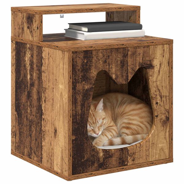 vidaXL Cat House Old Wood 42.5 x 40 x 53.5 cm Engineered Wood