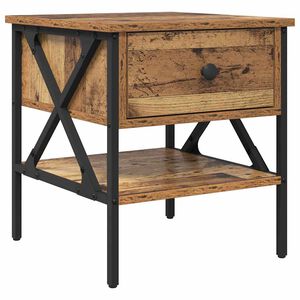 vidaXL Bedside Cabinet with Drawer Old wood 40 x 42 x 45 cm