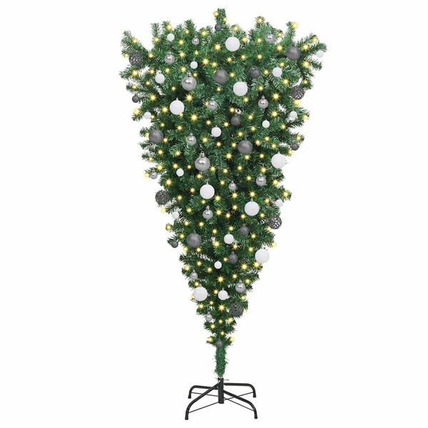 vidaXL Upside-down Artificial Pre-lit Christmas Tree with Ball Set PVC