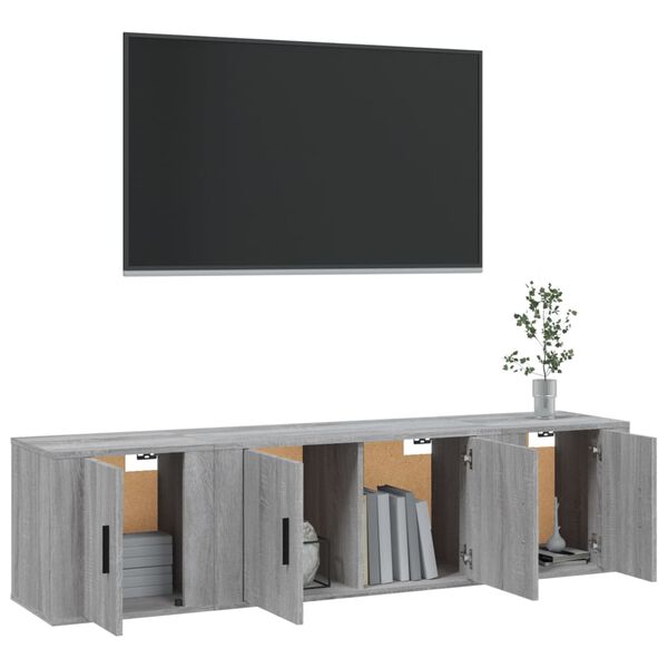 vidaXL 3 Piece TV Cabinet Set Grey Sonoma Engineered Wood