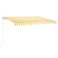 vidaXL Manual Retractable Awning with LED 400x350 cm Yellow and White