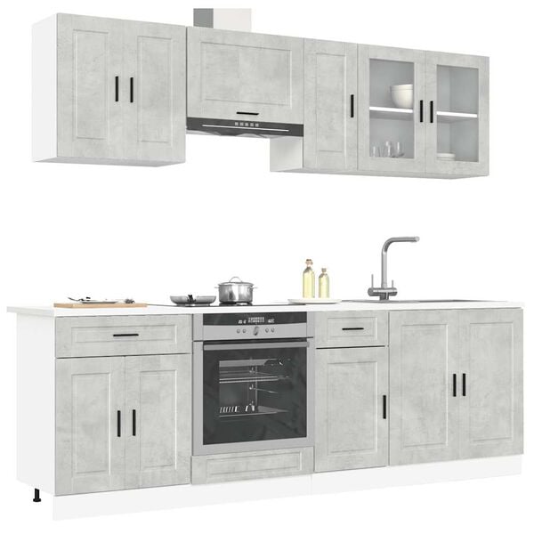 vidaXL 8 Piece Kitchen Cabinet Set Porto Concrete Grey Engineered Wood