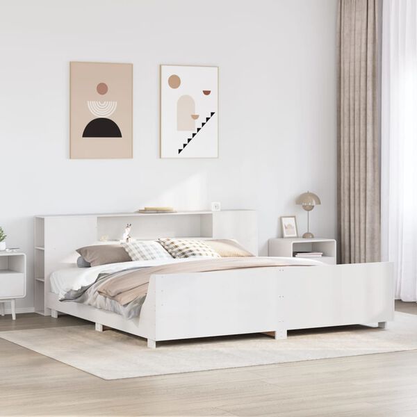 vidaXL Bed Frame without Mattress White 180x200 cm Super King Solid Wood Pine