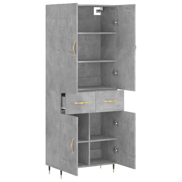 vidaXL Highboard Concrete Grey 69.5x34x180 cm Engineered Wood