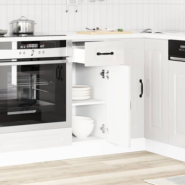 vidaXL Kitchen Base Cabinet Kalmar High Gloss White Engineered Wood