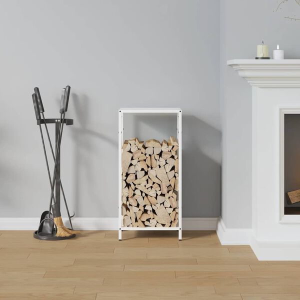 vidaXL Firewood Rack White 34x25x70 cm Cold-rolled steel