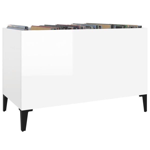vidaXL Record Cabinet High Gloss White 74.5x38x48 cm Engineered Wood