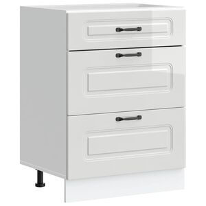vidaXL Kitchen Base Cabinet "Kalmar" High Gloss White Engineered Wood