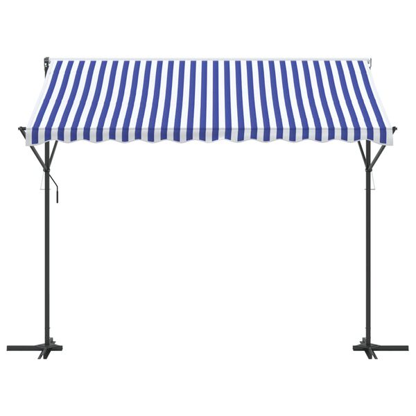 vidaXL Free Standing Awning Blue and White 300x300 cm Fabric and Steel