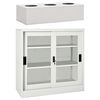 vidaXL Sliding Door Cabinet with Planter Box Light Grey Steel