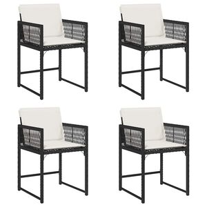 vidaXL Garden Chairs with Cushions 4 pcs Black Poly Rattan