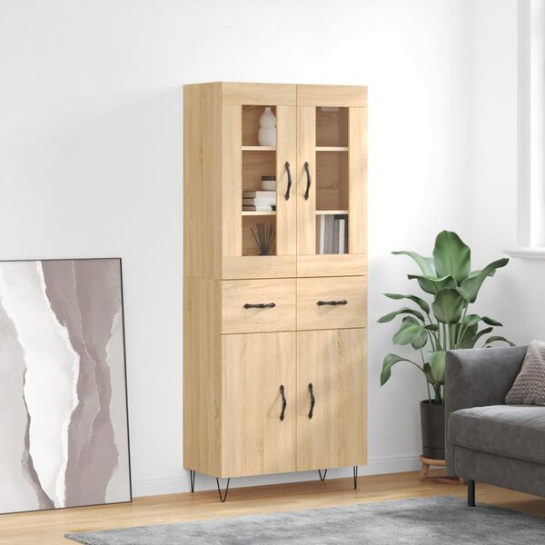 vidaXL Highboard Sonoma Oak 69.5x34x180 cm Engineered Wood