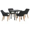 vidaXL Garden Dining Set with Cushion 5 pcs Black Poly Rattan