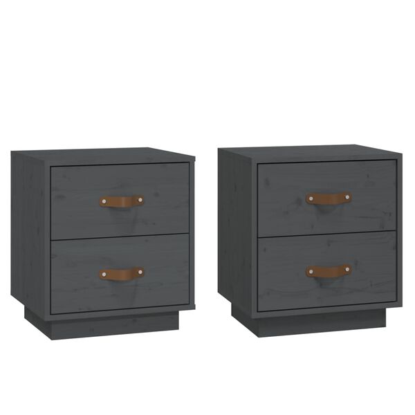 vidaXL Bedside Cabinets 2 pcs Grey 40x34x45 cm Solid Wood Pine