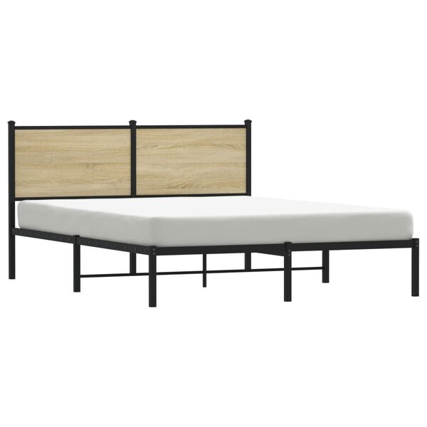 vidaXL Metal Bed Frame without Mattress Sonoma Oak 140x190 cm