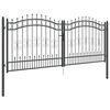 vidaXL Fence Gate with Spear Top Black 305x125 cm Powder-coated Steel