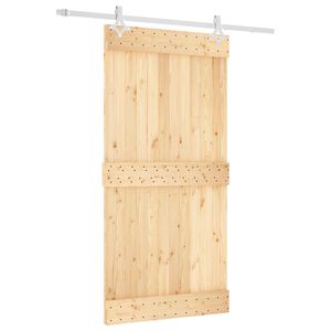 vidaXL Sliding Door Natural and White 100 x 210 cm Solid Pine Wood