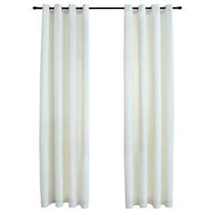 vidaXL Blackout Curtains with Rings 2 pcs Velvet Cream 140x225 cm