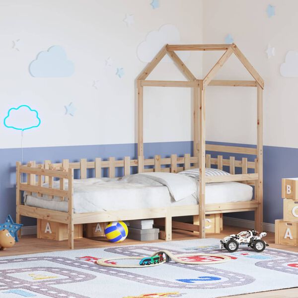 vidaXL Day Bed with Roof without Mattress 80x200 cm Solid Wood