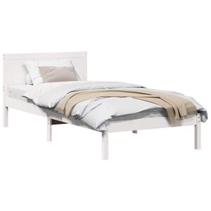 vidaXL Bed Frame White 90 x 200 cm Solid Pine wood