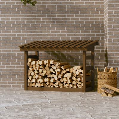 vidaXL Firewood Rack Honey Brown 108x64.5x78 cm Solid Wood Pine