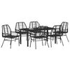 vidaXL Garden Dining Set 7 pcs Black Poly Rattan