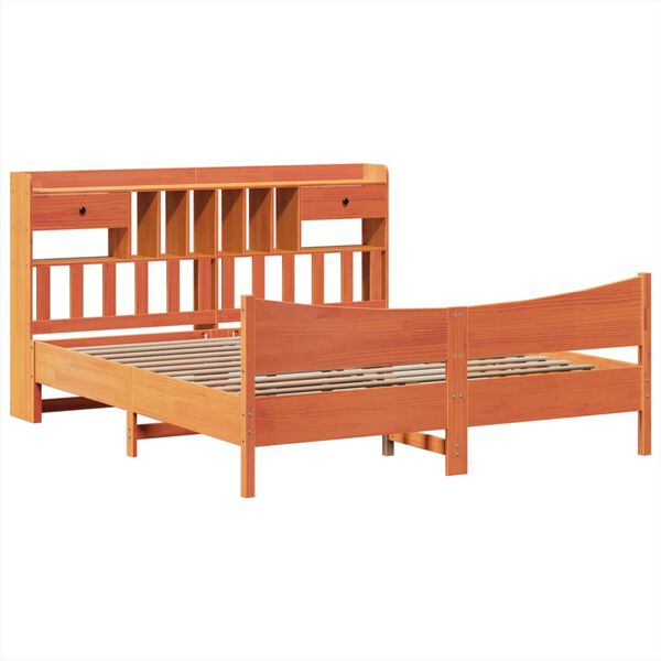 vidaXL Bed Frame without Mattress Wax Brown 200x200 cm Solid Wood Pine