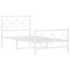 vidaXL Metal Bed Frame without Mattress with Footboard White 90x200cm