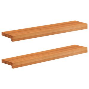 vidaXL Window Sills 2 pcs Light Brown 70 x 15 x 2 cm Solid Beech Wood