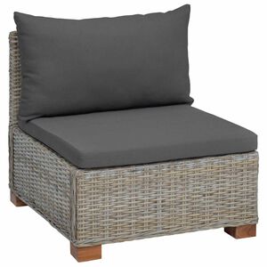 vidaXL Middle Sofa with Cushions GENDT Natural Rattan Kubu Grey