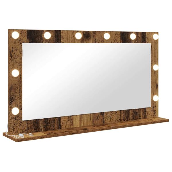 vidaXL Vanity Mirror with LED Strip Lights Old Wood 100 x 55 x 18 cm