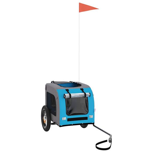 vidaXL Pet Bike Trailer Blue and Grey Oxford Fabric and Iron