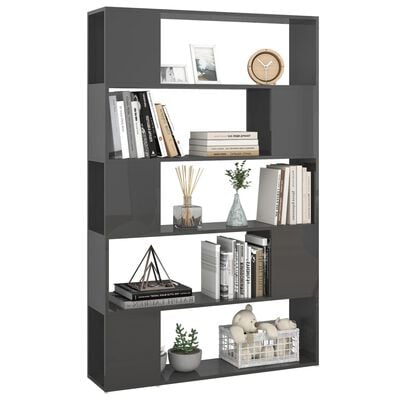 vidaXL Book Cabinet Room Divider High Gloss Grey Engineered Wood