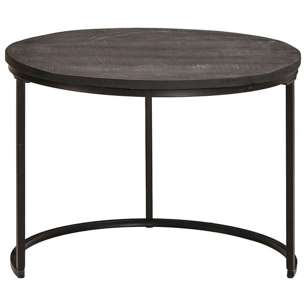 vidaXL Nesting Coffee Tables 3 pcs Black Solid Mango Wood and Steel