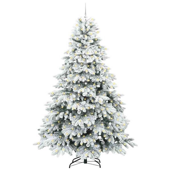 vidaXL Artificial Christmas Tree with 300 LEDs White 240 cm PE and PVC