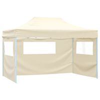 vidaXL Foldable Tent with 3 Walls 3x4.5 m Cream