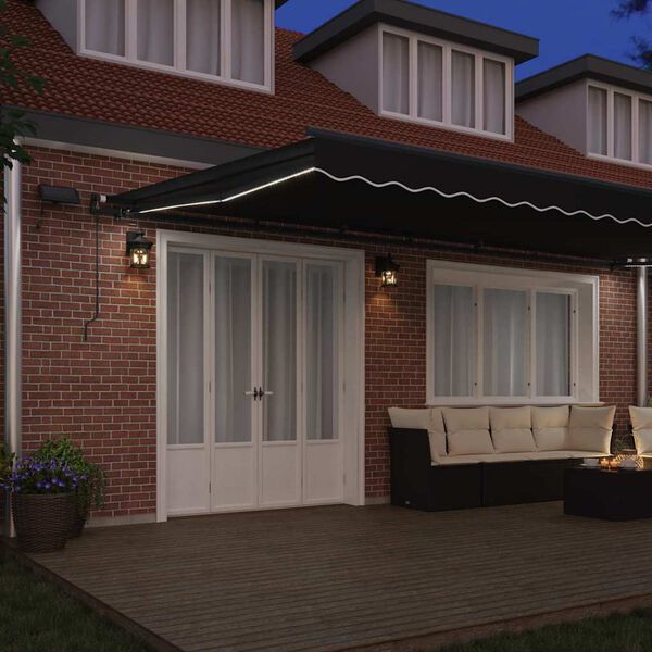 vidaXL Retractable Awning Manual Black 600 x 300 cm Fabric