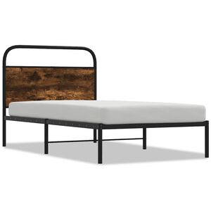 vidaXL Bed Frame Without Mattress 90x190 cm Single Smoked Oak Engineered Wood