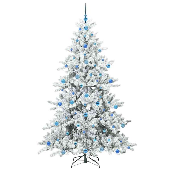 vidaXL Artificial Hinged Christmas Tree White 210 cm PVC and Steel