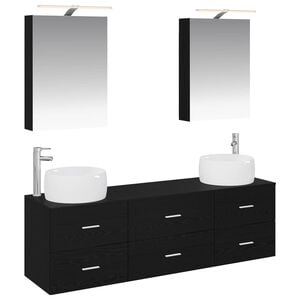 vidaXL Bathroom Furniture Set 5 pcs Black Oak