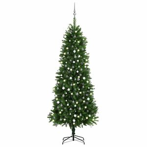 vidaXL Artificial Pre-lit Christmas Tree with Ball Set 240 cm Green