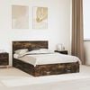 vidaXL Bed Frame with Drawer Smoked Oak 140 x 190 cm Engineered Wood