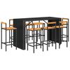 vidaXL 9 Piece Garden Bar Set Black Poly Rattan& Solid Wood Acacia