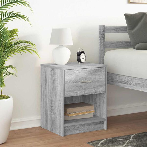 vidaXL Bedside Cabinet with Drawer Grey Sonoma 40x34x50 cm