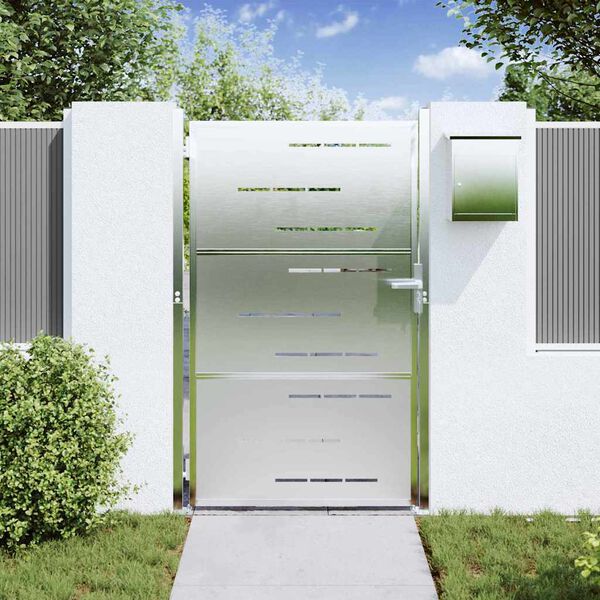 vidaXL Garden Gate with Lock Silver 100 x 150 cm Stainless Steel