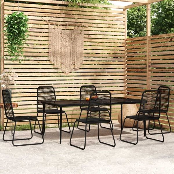 vidaXL 7 Piece Garden Dining Set Black