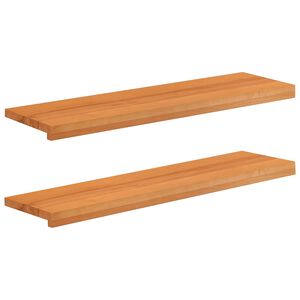 vidaXL Stair Treads 2 pcs 100 x 25 x 2 cm Light Brown Solid Beech Wood