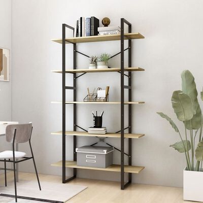 vidaXL 5-Tier Book Cabinet Sonoma Oak 100x30x175 cm Engineered Wood