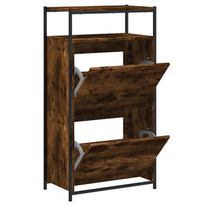 vidaXL Shoe Cabinet Smoked Oak 60x34x112 Engineered Wood